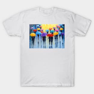 Rain in colorful umbrellas T-Shirt